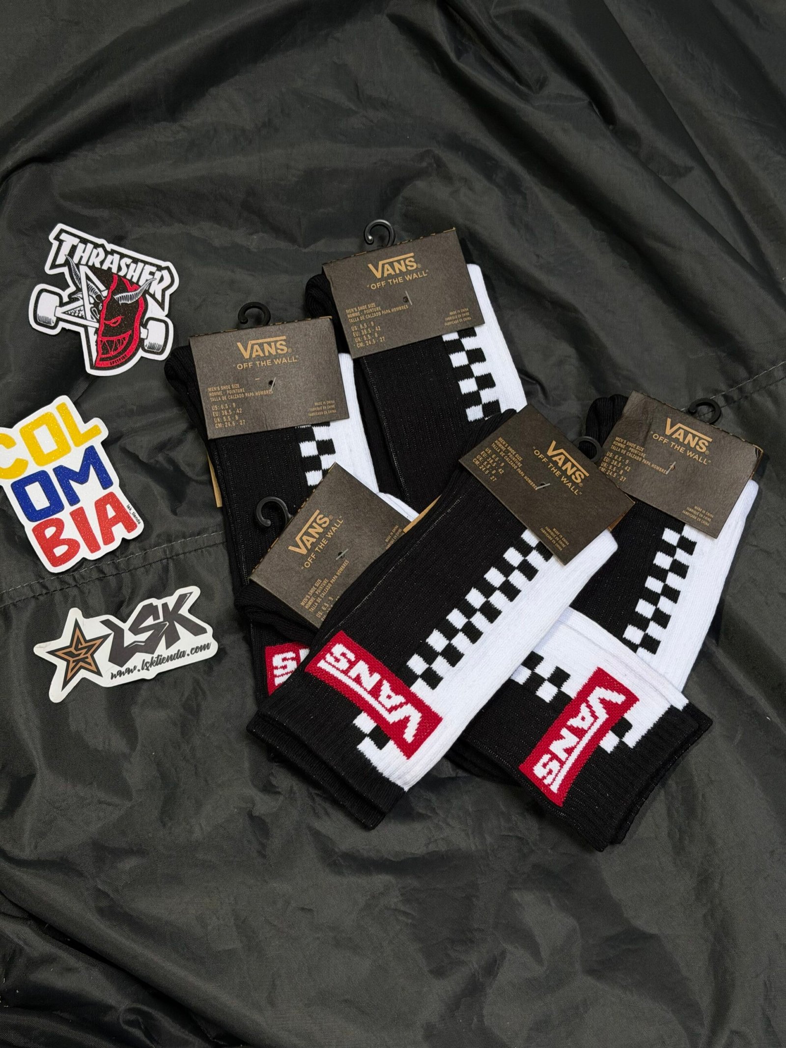 Medias Vans Negras Cuadros (Rangers Red)