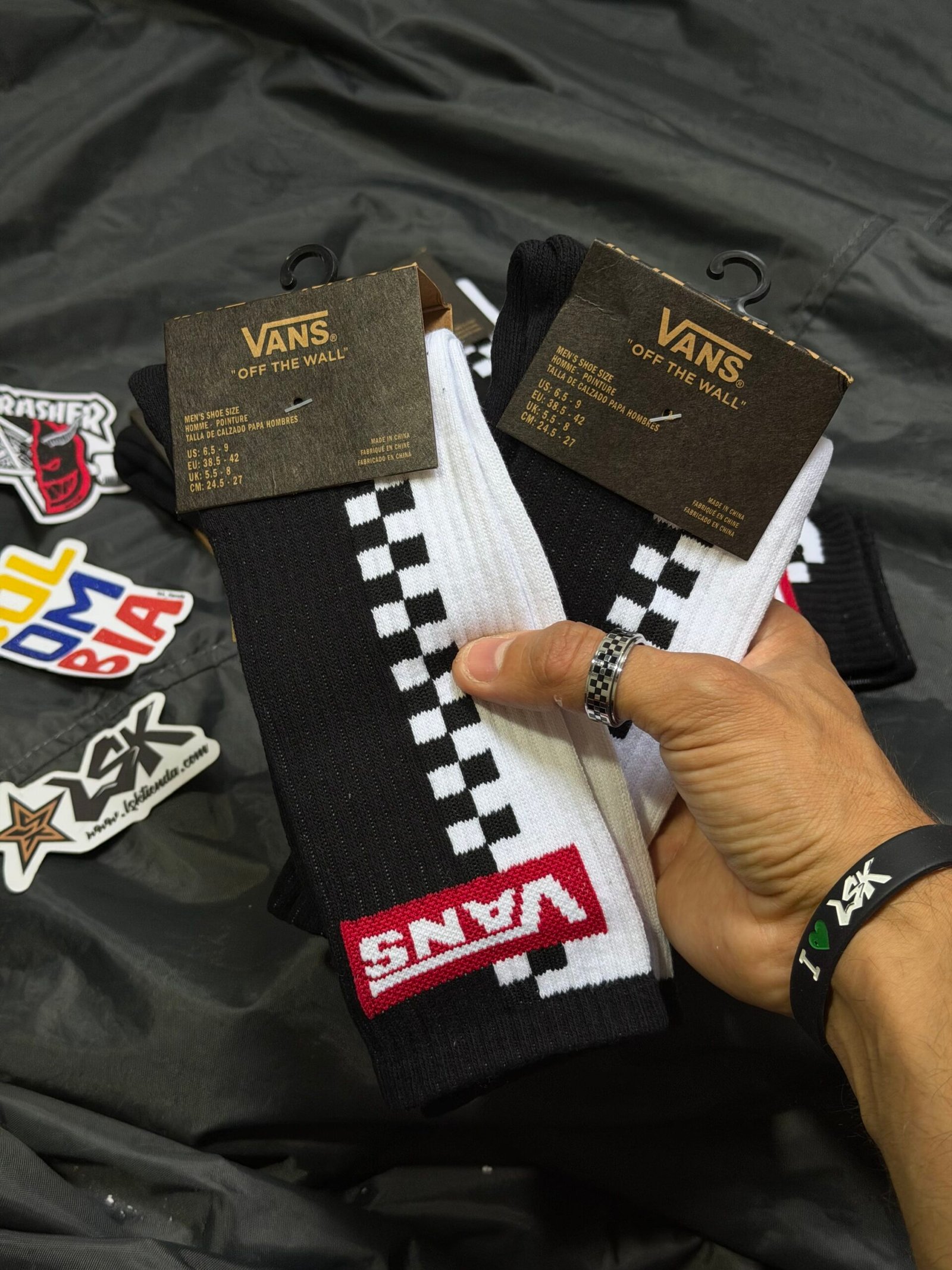 Medias Vans Negras Cuadros (Rangers Red)
