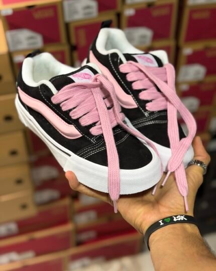 Tenis Chunky Vans Knu Skool Negro Rosa Mujer